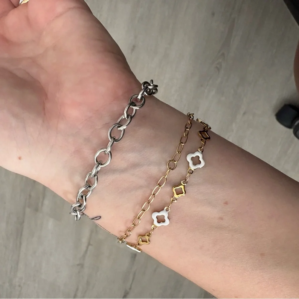 CHANEL Silver Toggle CC Charm Bracelet with Pale Pink Enamel - Picture 2 of 6